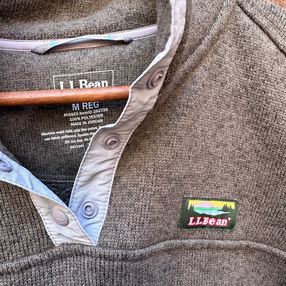 LL Bean Snap Pullover Sweater Fleece Kangaroo Pocket Women’s Medium - Picture 3 of 4